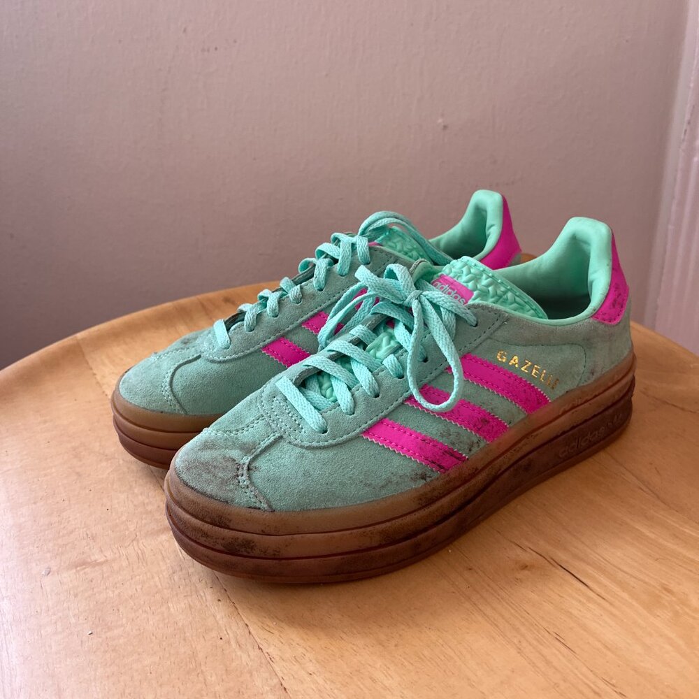Adidas Spezials Green and Pink Platform - Picture 5 of 7
